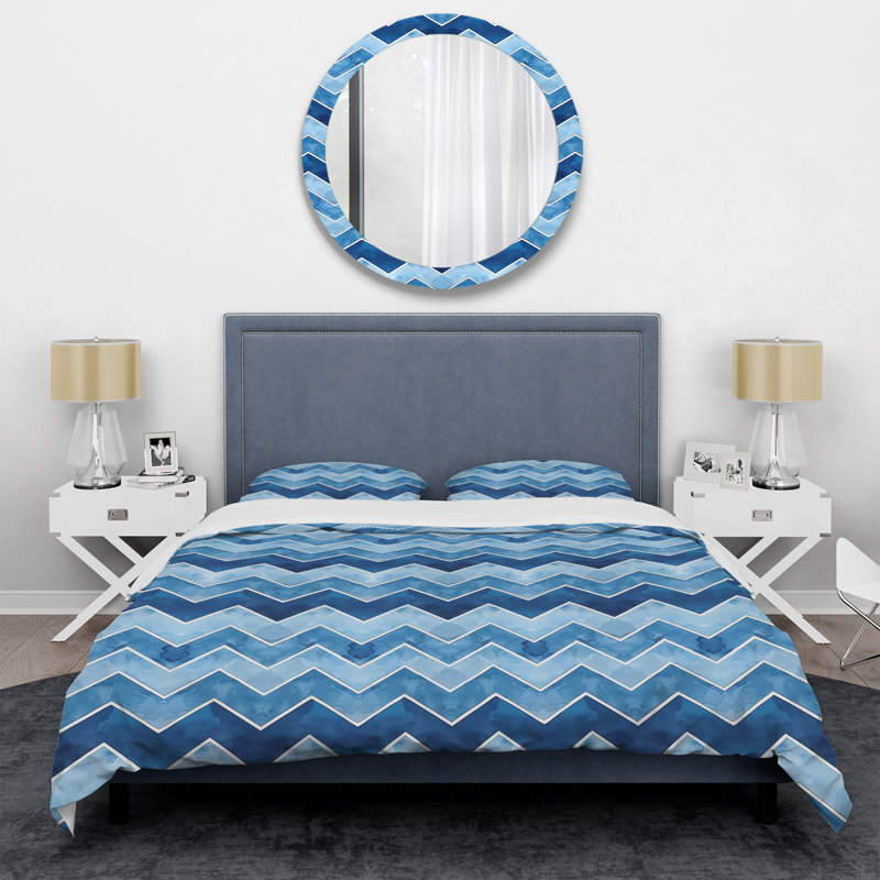 Motif de chevrons bleus IV - ensemble de housse de couette moderne, Housse de couette très grand et 2 très grandes t