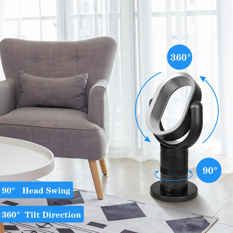 Oscillating Bladeless Tower Fan with Remote Control 10 Speeds Setting 10H Timer Adjustable Tilt, 24.4" H x 9.84" W x 9.84" D