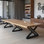 Banquet-style solid wood rectangular dining table