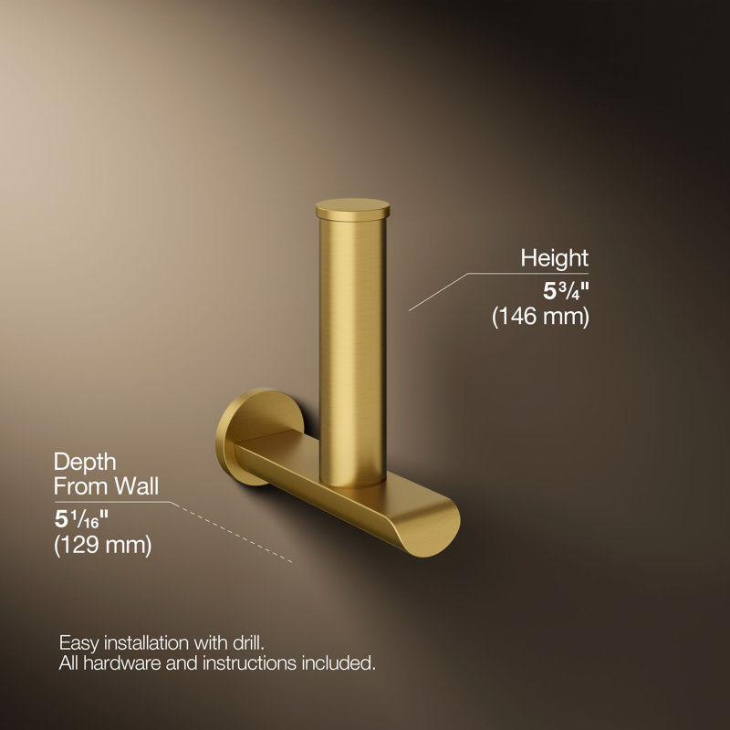 Avid Vertical Toilet Tissue Holder, Vibrant Brushed Moderne Brass