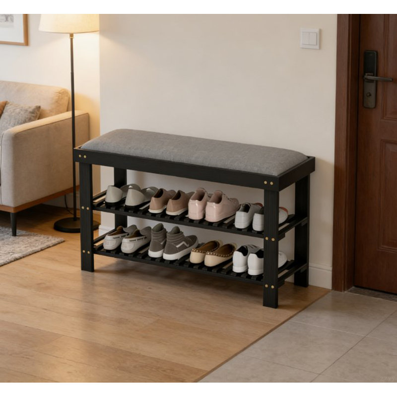 Shoe Organizer,Shoe Storage Bench,3-Tier Entryway Bench, 19.3" H x 35.4" W x 11.4" D