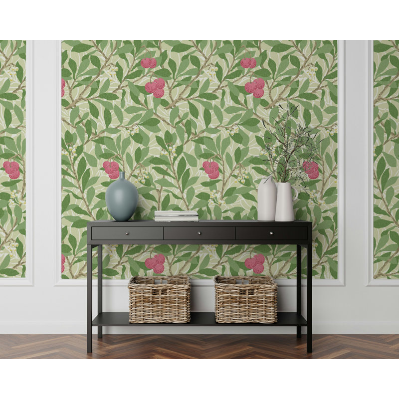 Papier peint floral William William Arbutus Bryelle, Vert clair