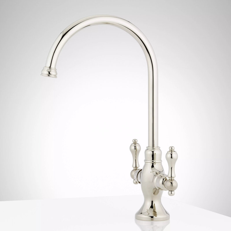 Isabel Double Handle Single Hole Bar and Kitchen Faucet, Polished Nickel