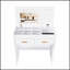 Flip Top Vanity Desk With LED Lighted Mirror & Built-In Outlet - Makeup Table With Drawers, Storage, And Hooks