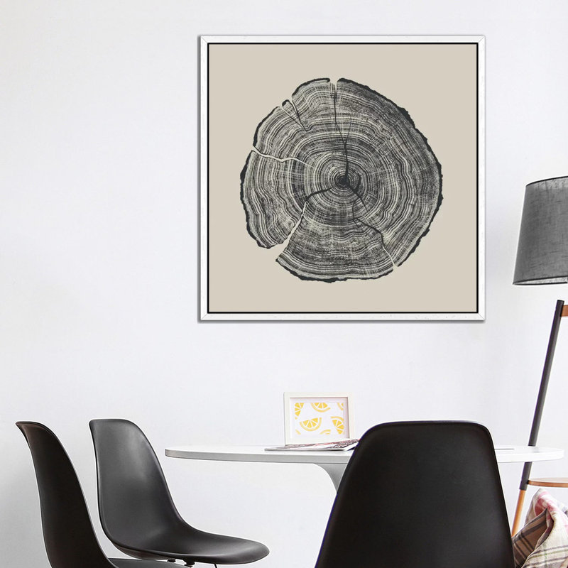 Hand-Drawn Oak 1 Piece Painting on Canvas, 93.98cm H x 93.98cm W x 3.81cm D, White Framed