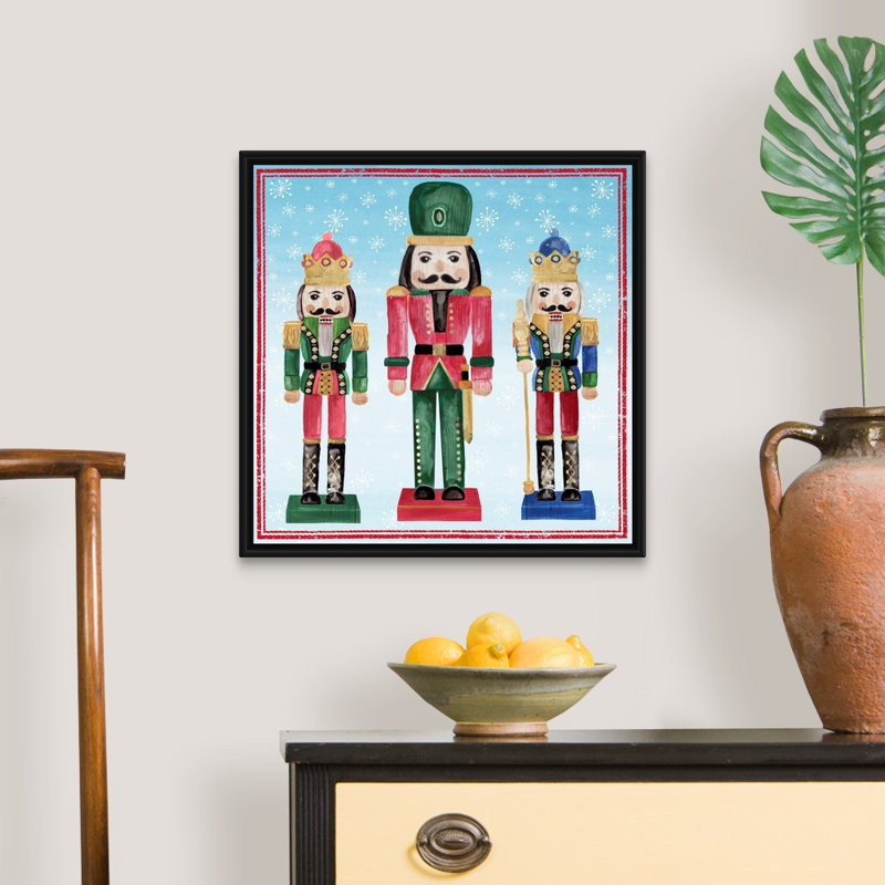 « Three Nutcrackers I », reproduction d’art sur toile, 22" H x 22" W x 1.75" D, Cadre noir