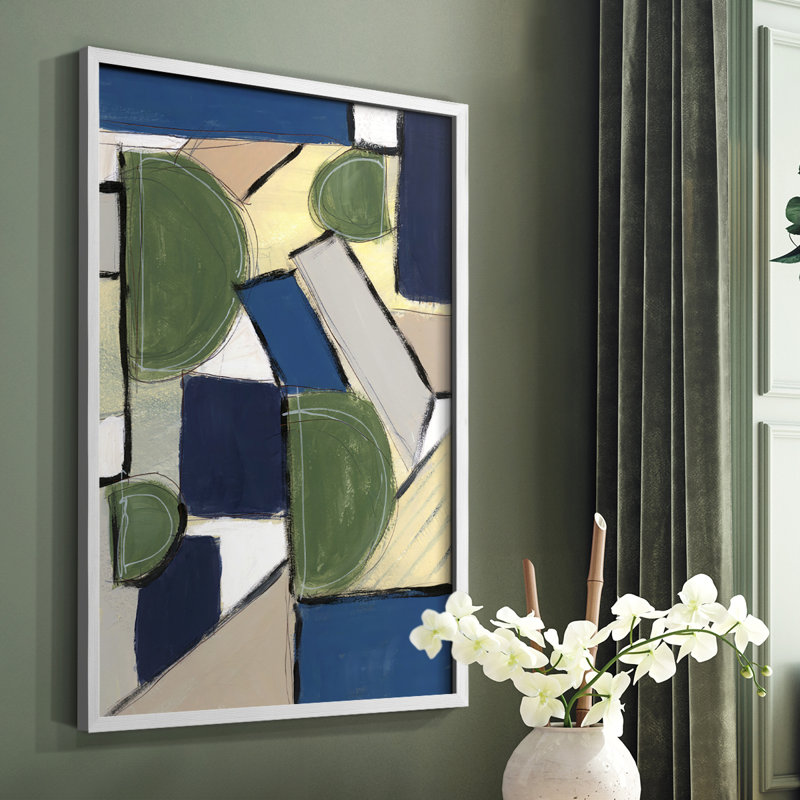 «Spatial Mix I», reproduction encadrée - bois massif, Cadre simple blanc, H 28 po x l 22 po
