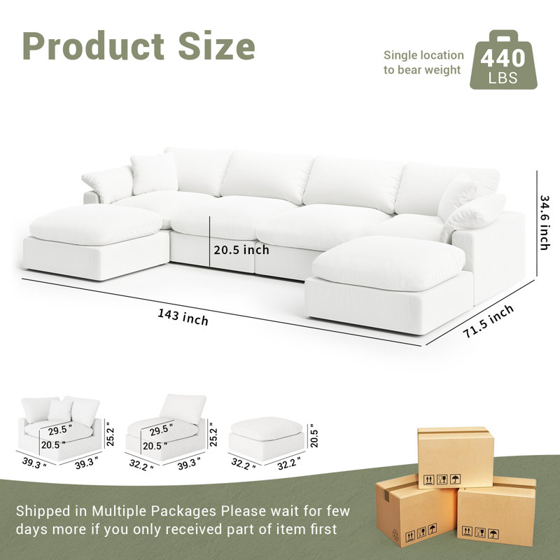 Canapé modulaire surdimensionné Cloud, Polyester blanc