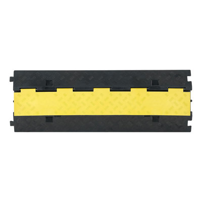 Rampe de protection pour câbles, capacité de 22 000 lb / essieu, housse de câble en caoutchouc robuste à 2 canaux, canal 2,2 x 2 po, ralentisseur de circulation avec couvercle supérieur rabattable, pour intérieur extérieur, 1 paquet