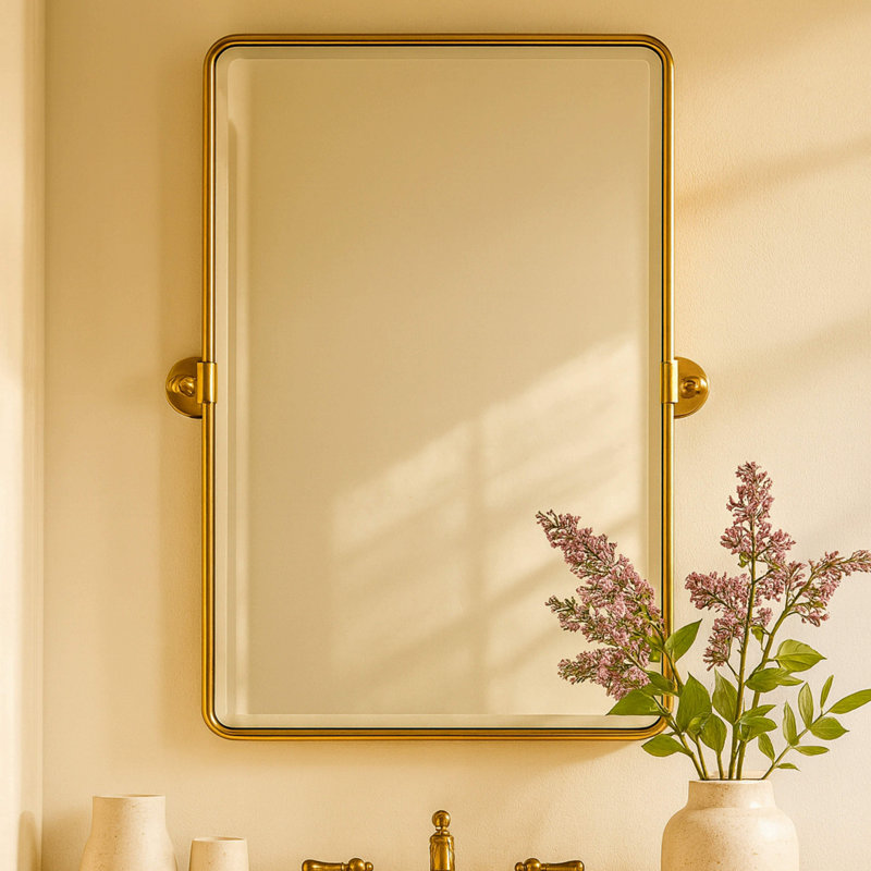 Miroir mural de salle de bain Woodvale, Or brossé, 30 po x 20 po