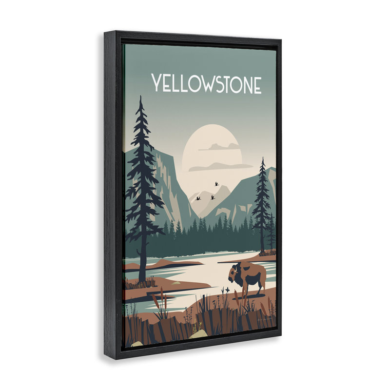 Toile flottante «Yellowstone Landmark View» par Omar Escalante, Cadre flottant noir de jais, H 31 po x l 21 po