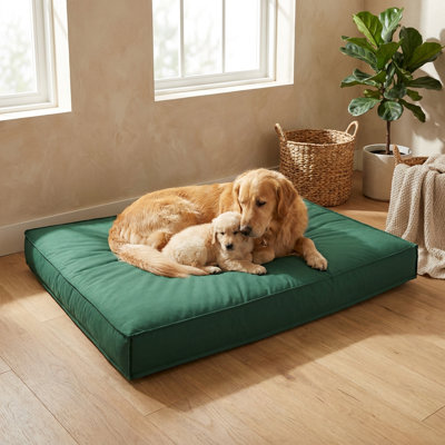 Pawsy Green Two-Tone Bolster Lounge Dog Bed