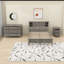 Ensemble de chambre à coucher, lit plateforme, table de chevet et commode avec tiroirs 3 pièces Halldin-342232393-342232392