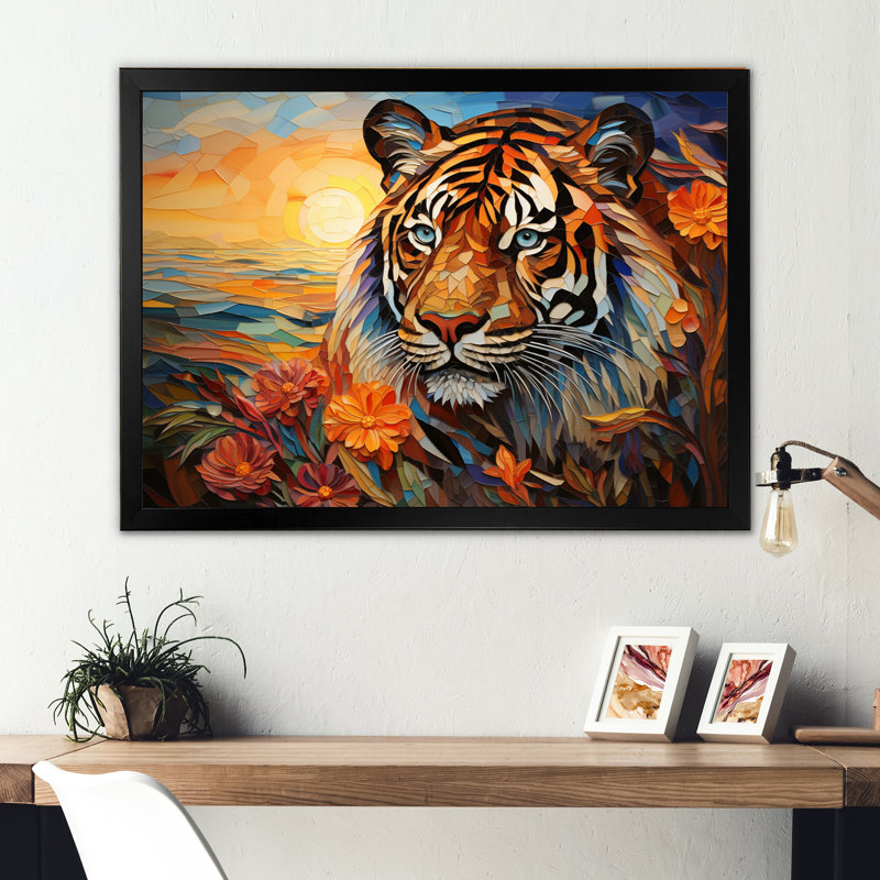 Ngorongoro Mosaic Capture The II - Animals Wall Art Prints, H 12 po x l 20 po x P 1 po, Cadre simple noir