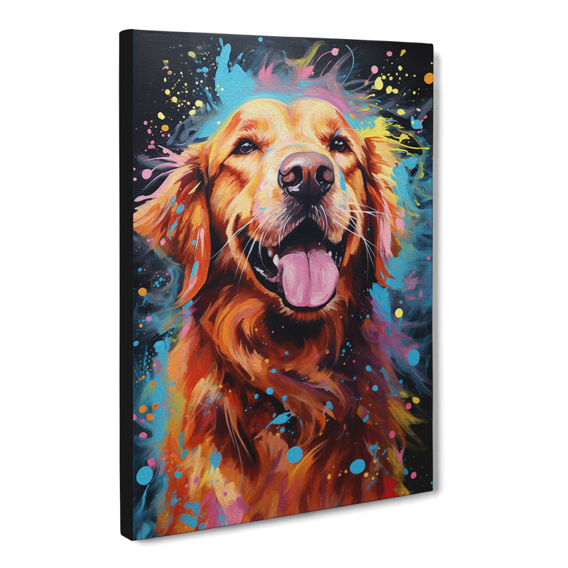 Golden Retriever Action - Wrapped Canvas, 76cm H x 50cm W x 3cm D