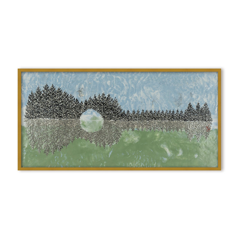 Nature Inspired "Emerald Waters" Canvas Wall Art By Karen Biery, 12" H x 24" W, Framed Print, Black