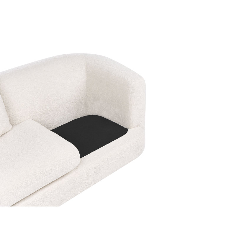 HUSBY 2 Seater Boucle Sofa, White Boucle