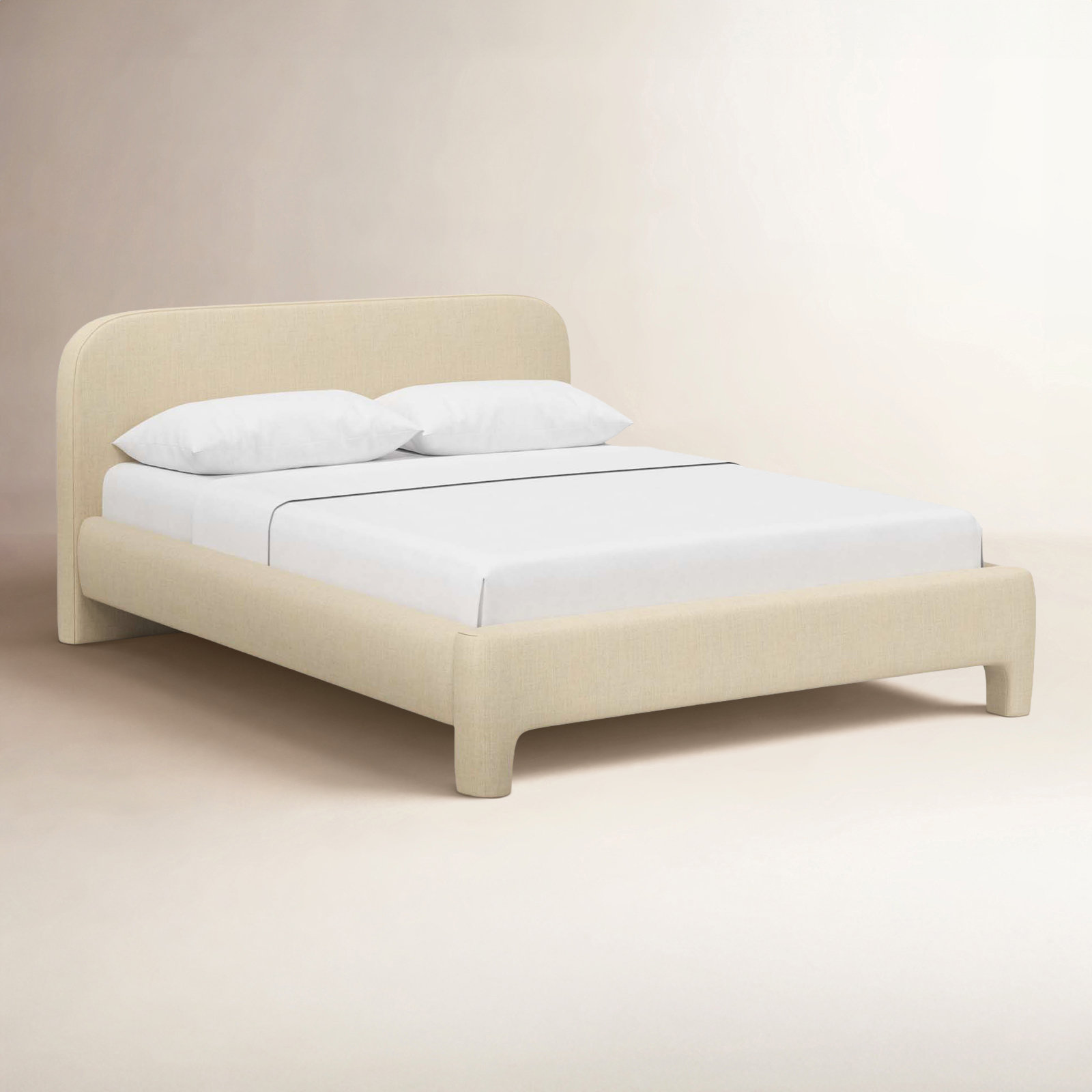Illy Cotton Upholstered Bed, King, Classic Linen Linen