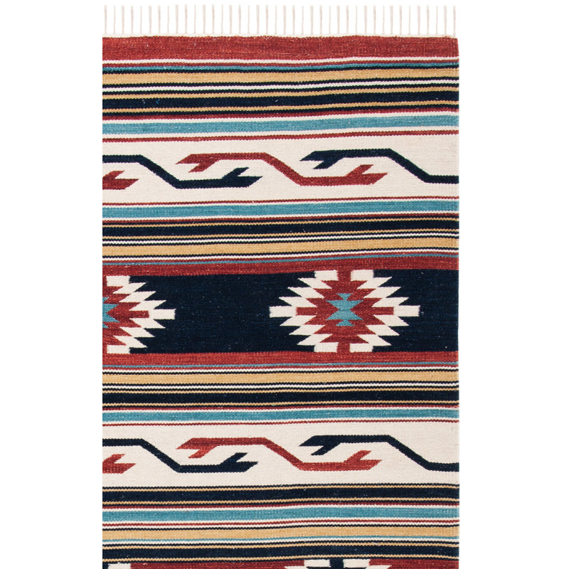 Tapis style sud-ouest en laine et coton tissé à plat Vannès, Rectangle 9 pi x 12 pi