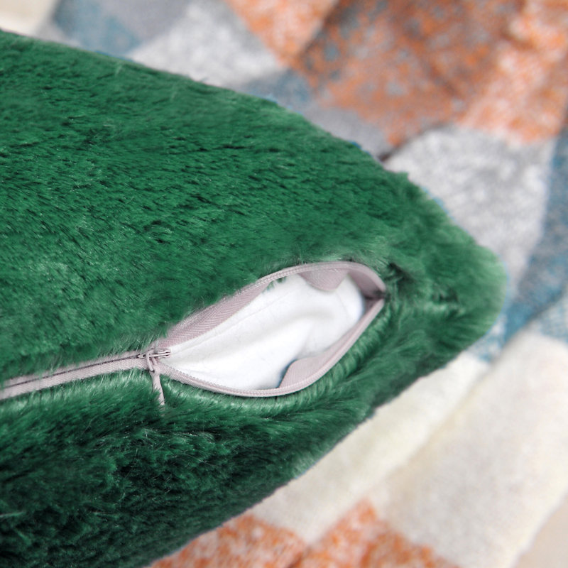 Housse de coussin réversible en fausse fourrure, Vert
