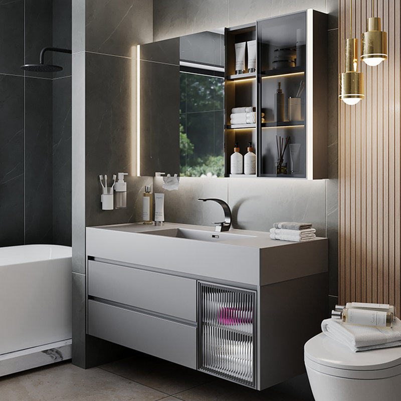 Italian style light luxury bathroom cabinet