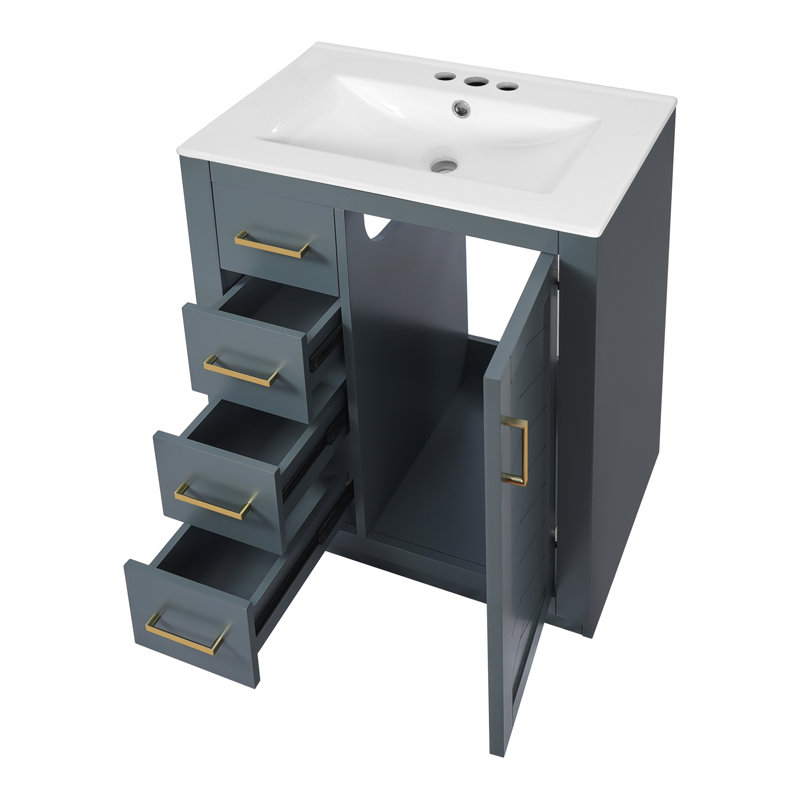 Meuble-lavabo 24 po avec lavabo en céramique, Blue