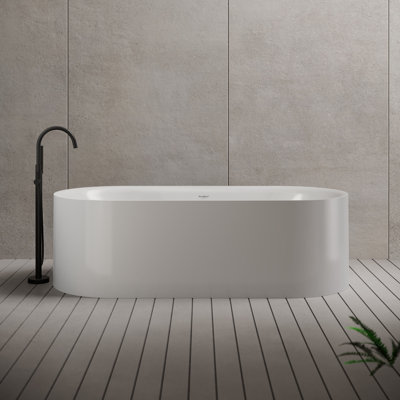 MonBlari 51'' X 28'' Freestanding White Soaking Acrylic Bathtub with Overflow and Pop-up Drain For Bathroom