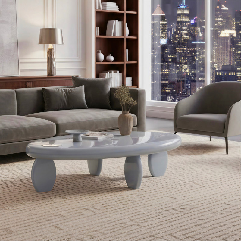 Table basse moderne 46 po x 29 po x 12 po - gris ultrabrillant, Gris