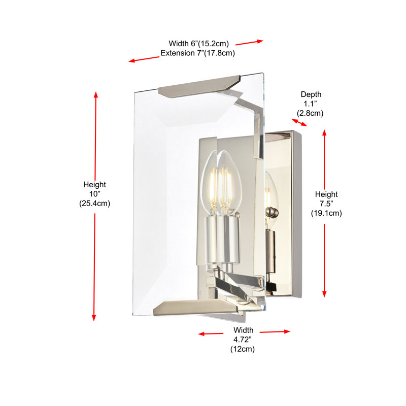 Fouke Armed Sconce, Polished Nickel