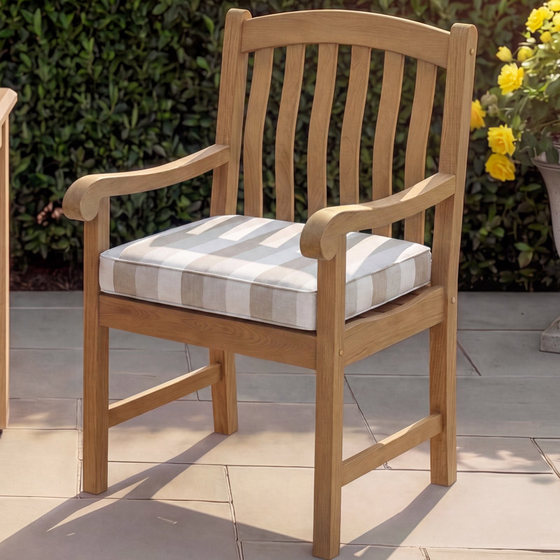 Haysi Outdoor Sunbrella Seat Cushion, Brown Stripe Sunbrella®, 22.5" x 22.5"