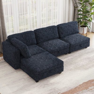 Modular Sectional Sofa, Convertible Sofa Seat With Storage, Sleeper Sectional Sofa Set, Fabric Flexible Modular Combinations for Living Room(4seats)