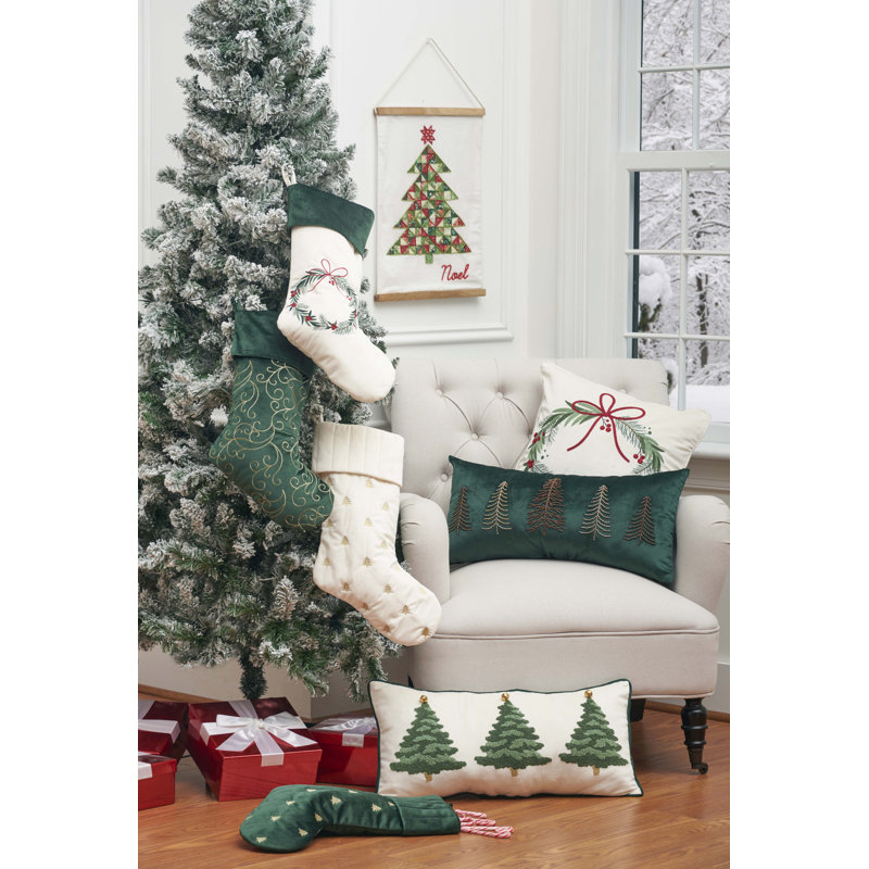 24" x 12" Beaded Tree Throw Pillow