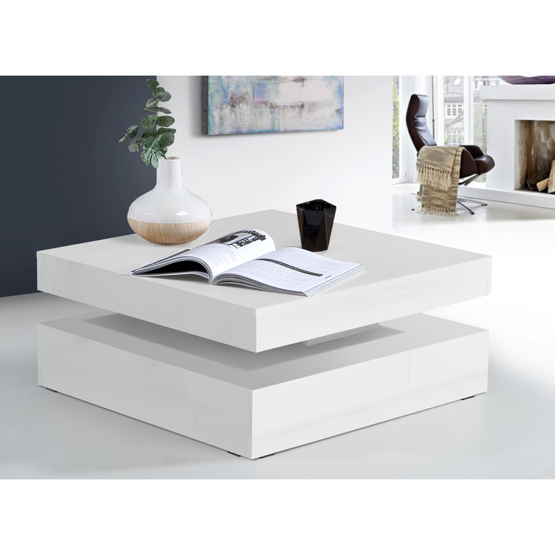 Downer Block Coffee Table, High-gloss white