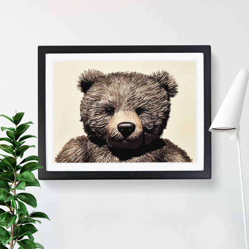 Cool Teddy Bear - Framed Print, Black, 25cm H x 34cm W x 2cm D