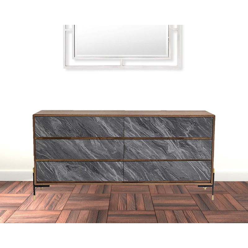 Commode double 6 tiroirs l 63 po