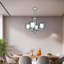 Lustre cylindrique en métal 4 lumières avec capuchon en verre