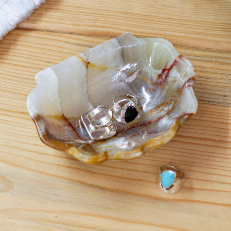 Novica Handmade Green Seashell Marble Catchall