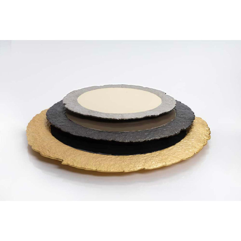 Lazy Susan Large, 0.5" H x 24" W x 24" D, Black/Gold