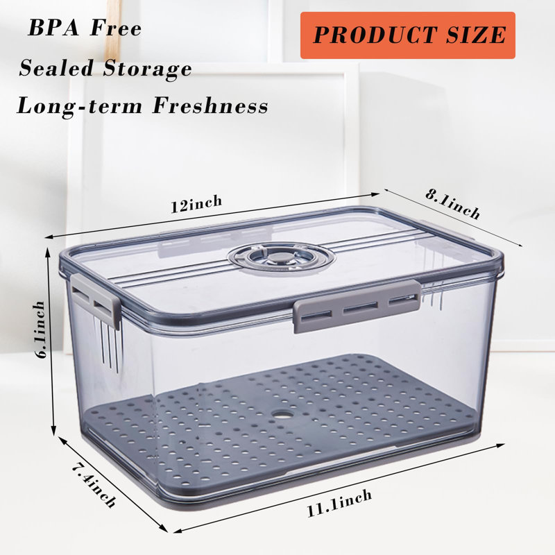 Bread Box, Airtight Bread Storage Container With Lid, Large Time-Recording Bread Keeper For Kitchen Counter, (Grey)
