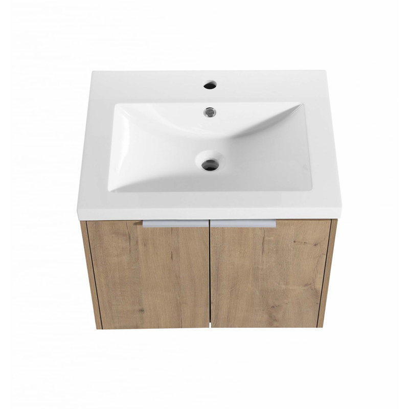 Meuble-lavabo mural avec lavabo et armoire latérale, 2 armoires combinées, 24"