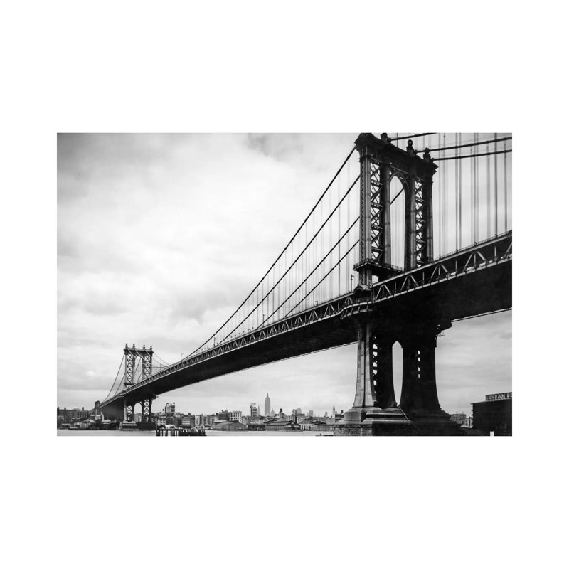1930s View Of Manhattan Bridge - Wrapped Canvas Print, 101.6 cm H x 66.04 cm W x 1.91 cm D