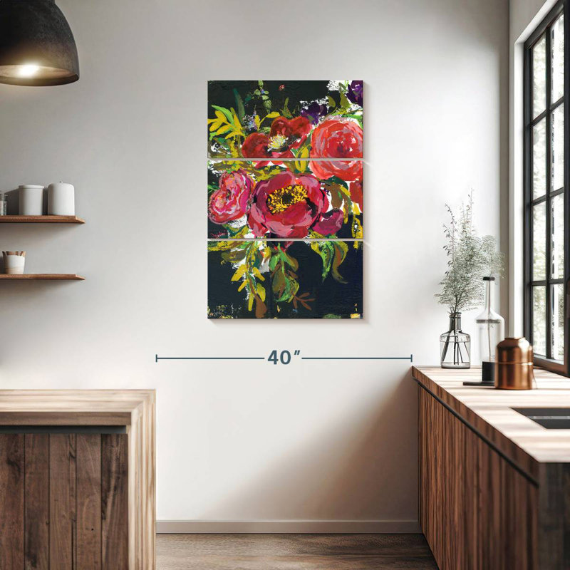 Bouquet abstrait Harnek en noir, H 38 po x l 24 po
