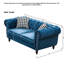 65 po 2 places avec revêtement en velours bleu, accoudoirs roulés, têtes de clou, design moderne Mid-Century, bois de pin massif, mousse haute densité + ressorts, siège mi-souple, pour accoudoirs roulants de bureau, structure en bois,