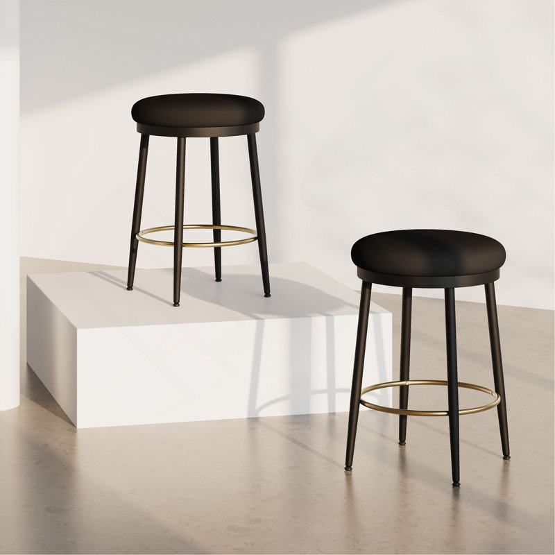 Tabourets de comptoir modernes, tabourets de comptoir noirs avec structure en fer, coussin éponge, repose-pieds, convenant à la cuisine / chambre / salle à manger