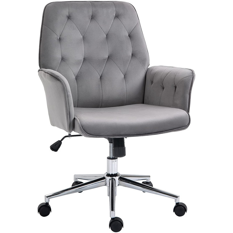 Farnum Velvet Office Chair, Dark Grey