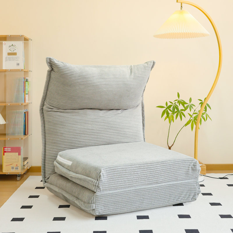 1cp, Lazy Sofa Tatami Foldable Sofa Bed, Gray Cotton