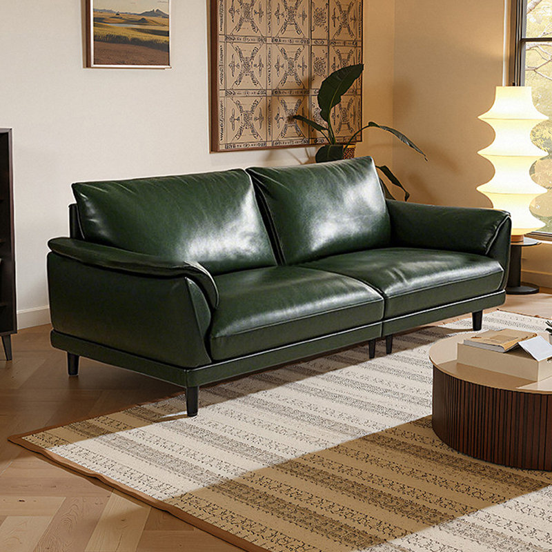 Ensemble de salon 2 pièces en cuir véritable vert