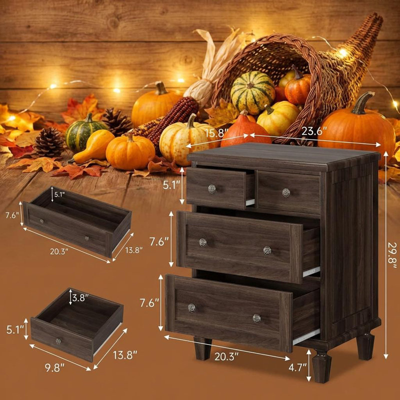 59.9cm W 4 - Drawer Chest of Drawers, Brown