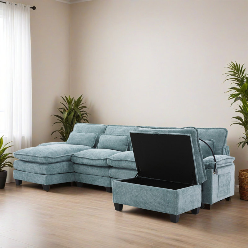 Canapé-lit modulaire moderne de 6 pièces avec assise profonde et canapé modulaire rembourré pour salon, chambre à coucher