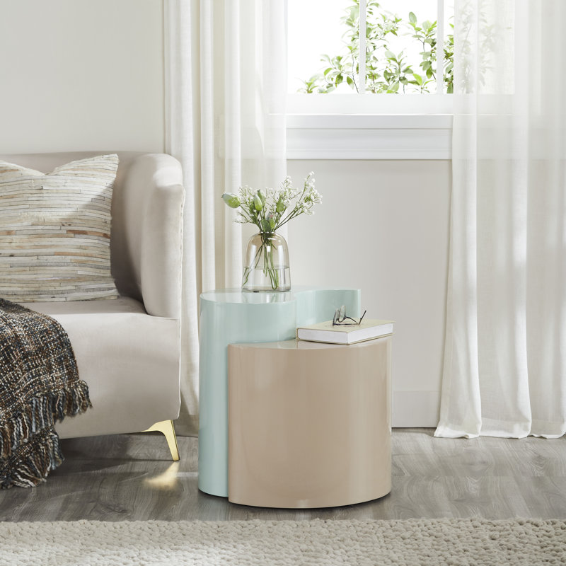 Addington End Table, Mint & Taupe